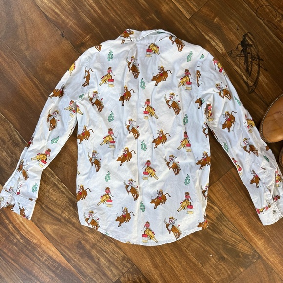 Wrangler Girl’s Cowboy Print White Shirt - Picture 4 of 4